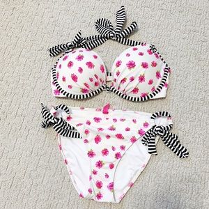Victoria’s Secret White Bikini w/ Pink Flowers